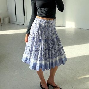 Y2K Flowy Blue & White Floral Midi Skirt